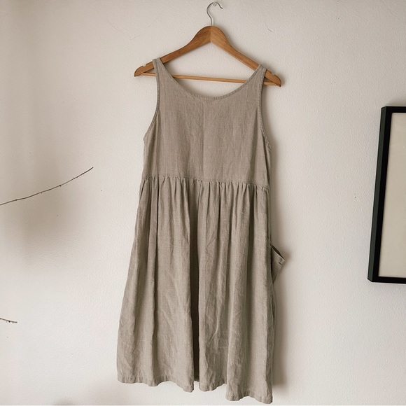 Natural Linen Smock Dress Medium Urban Roots Handmade - Picture 4 of 4